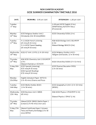 Gcse Summer Exam Timetable 2016