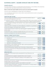 Electrical checklist in excel format. Electrical Safety Hazard Checklist And Test Record