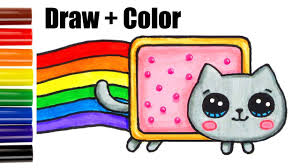 Learning videos for all ages. How To Draw Color Nyan Cat Step By Step Easy And Cute Cute Drawings Nyan Cat Cat Steps