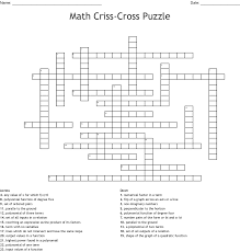 Math Criss Cross Puzzle Crossword Wordmint
