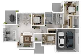 Planta 3d de casa simples com dois quartos e cozinha americana. Plantas De Casas Com 3 Quartos 60 Modelos E Projetos Gratis