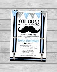 Mustache Baby Shower Invitation Oh Boy Little Man Baby Etsy