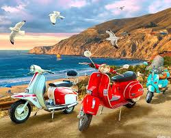 Cobble Hill Scooters Surfside 36 X 44 Panel Digital Print Fabric Digital Print Fabric Surfside Digital