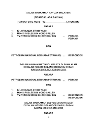 Kak yong qaseh is at mahkamah tinggi shah alam. Dalam Mahkamah Rayuan Malaysia Selangor Kehakima