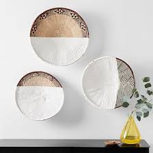 Two Tone Zimbabwe Wall Baskets Set Of 3 In 2021 Baskets On Wall Basket Wall Decor Modern Wall Hanging