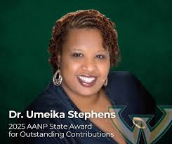 Congratulations to Lambda Chi Chapter member, Dr. Umeika Stephens, DNP,  PMHNP-BC, FNP-BC, assistant professor within the WSU College of Nursing,  for receiving the 2025 AANP State Award for Outstanding Contributions! This  award