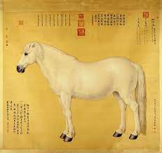 郎世宁以细密的短线 按照素描的画法 来描绘马匹的外形 皮毛的皱褶和皮毛下凸起的血管 筋健 或利用色泽的深浅来表现马匹的凹凸肌肉 与传统中国绘画中的马匹形象迥然有别 图为郎世宁 御马图 chinese painting china art chinese art