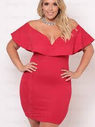 Red ruffle dress plus size. Off The Shoulder Ruffles Plus Size Red Bodycon Dress Plus Size Dresses 29 99 Simple Dress Com