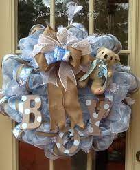 Pin By Brittany Smith On Babies Baby Boy Wreath Baby Door Wreaths Baby Shower Wreath