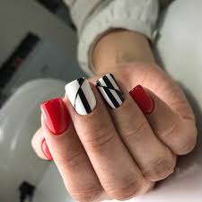 There are no age groups defined on this black and white nail designs for sure. Nail Art 4594 Best Nail Art Designs Gallery Bestartnails Com Red Nails Red And White Nails Nail Drawing