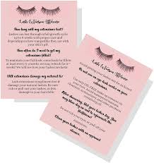 Some lash stylists tell you to not shower or wet your lash extensions for 24 to 48 hours once they are applied. Amazon Com Lash Extension After Care Instruction Cards For Clients Post Card Size 4 25 X 5 5 Inches 30 Pack Office Products