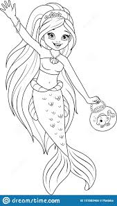 Find & download free graphic resources for fish scale pattern. Mermaid With Fish Coloring Page Stock Vector Illustration Of Story Aquarium 151883466