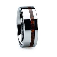 Tungsten Infinity Wedding Band Inlayed With Koa Hardwood Mens Wedding Bands Mens Wedding Bands Unique Mens Wedding Rings