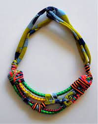 Sale Asymmetric Bungee Cord Necklace Collar With Spandex Rope And Neon Orange Striped Elastic Necklace Statement Necklace Cord Necklace