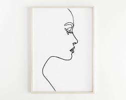 Beautiful Woman Black And White Drawing One Line Drawing Female Face Printable Single Line Beauty Prints Fine Art Portrait Female Portrait Wall Art Black And White Line Art Line Art Drawings Line Drawing Face Line Drawing