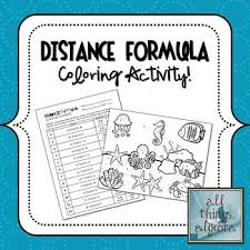 Distance Formula Coloring Activity Distance Formula Math Lesson Plans Color Activities