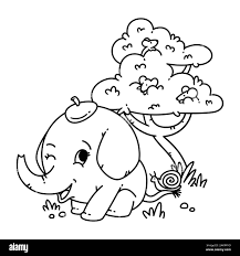 elephant dans un chapeau a queue sur l escargot et la souris arbre cartoon animal vecteur de caracteres illustration isole fond blanc pour coloriage image vectorielle stock alamy voiture avec remorque