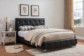 Rated 4 out of 5 stars. Cora King Size Black Transitional Upholstered Faux Leather Crystal Tufted Platform Slat Bed Headboard Footboard Rails Slats Walmart Com Walmart Com