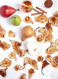 Roasted Cinnamon And Honey Pear Chips Fruit Chip Dried Pears Pear Recipes