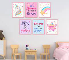 Arabic islamic wall art canvas painting arabic letters alphabets numerals poster prints nursery kids room wall art decor. Buy Unicorn Bedroom Decor For Girls 6 Pack Unicorn Posters Cute Wall Art For Home Bathroom Classroom Living Room Unicorn Wall Decor Kids Room Decor For Girls No Frame Online In Turkey B0967fhr38