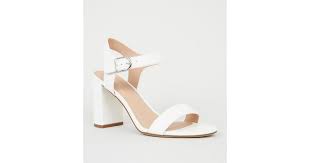 Sm pass members receive free two day shipping on orders over $50 plus free in store returns. White Leather Look 2 Part Block Heels New Look