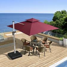 Freeport Park Macclesfield 10 Square Cantilever Umbrella Fabric Color Dark Red Cantilever Patio Umbrella Patio Umbrellas Patio