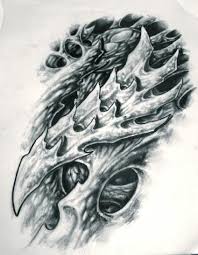 Black And Grey Bio Organic Colored Pencils By Chris Bio Organic Tattoo Biomechanical Tattoo Design Biomechanical Tattoo