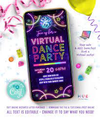 Virtual Dance Party Invitation Zoom Party Video Chat Dance Etsy Virtual Party Invitation Dance Party Invitations Virtual Party