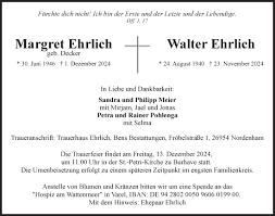 Alle Traueranzeigen der Nordwest Zeitung und Emder Zeitung