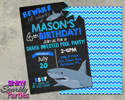 Personalize it with photos & text or purchase as is! Shark Pool Party Birthday Invitation Forever Fab Boutique