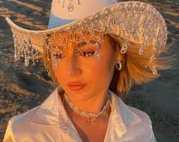 Iridescent Rhinestone Fringe Cowboy Hat majestic Losangelescowgirl.com  Birthdays, Bachelorette Party, Country Concert, Festival