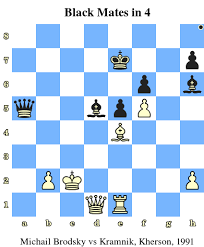 Black Mates In 4 Michail Brodsky Vs Kramnik Kherson 1991 Www Chess And Strategy Com Echecs Chess Jeu Strateg Chess Strategies Chess Puzzles Chess Tricks
