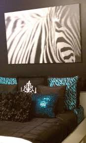 Zebra Decor For Living Room Zebra Print Bedroom Ideas Turquoise Brown Saltandblues In 2020 Zebra Print Walls Zebra Print Bedroom Brown Living Room