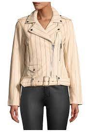 Striped Leather Zip Front Moto Jacket By Derek Lam 10 Crosby Dereklam10crosby Jackets Outerwear Womens Biker Jacket Jackets For Women Lamb Leather Jacket