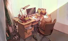 Collection by aesthetic anime • last updated 2 weeks ago. Hd Wallpaper Anime Original Bedroom Boy Computer Desk Wallpaper Flare