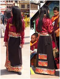 Local Fashion Tibetan And Sherpa Costumes At Lhosar Celebration Tibetan Clothing Traditional Outfits Fashion