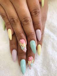 Flower Nails Acrylic In 2021 Easter Color Nails Fancy Nails Designs Fancy Nails