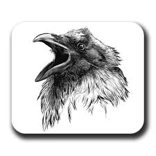 Baltimore Ravens Clipart Black And White Raven Face Cawing Bird Crow Art Mouse Pad Crows Drawing Crow Art Crow