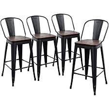 We have solid beech kitchen chairs that can be painted in any colour as well as more contemporary and modern kitchen chairs. Amazon Com 30 High Back Barstools Metal Stool With Wooden Seat Set Of 4 Counter Height Bar Stools Bronze Kitchen Dining