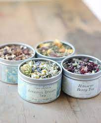 Herbal Tea Gift Set Four Tea Tins Of Your Choice By Kyrabotanica Tea Recipes Tea Gifts Tea Gift Sets