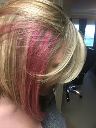 Blonde With Peekaboo Pink Pink Blonde Hair Pink Peekaboo Hair Peekaboo Hair