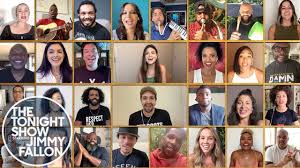 Ensemble, u/s alexander hamilton, marquis de lafayette/thomas jefferson, john laurens/philip hamilton, hercules mulligan/james madison b.f.a.: Jimmy Fallon The Original Hamilton Cast The Roots Sing Helpless At Home Instruments Youtube