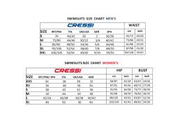 Swim Wear Chart Cressi Sub Pdf Catalogs Documentation