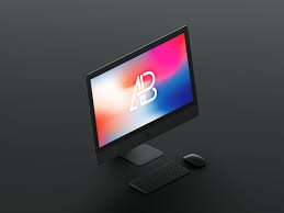 Isometric Matte Black Imac Pro Mockup Imac Isometric Mockup