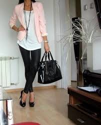 Black Blazer With Jeans Combination Love The Shiny Leather Pants And Love The Pink White Combo And You Can T Go Wrong With A Blazer Fashion Style Work Fashion