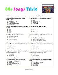 Free Printable 80s Songs Trivia Free Printable 80s Songs Trivia Quiz That You Can Share With Your Friends At Music Trivia Questions 80s Music Trivia 80s Songs