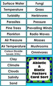 102 Abiotic And Biotic Factors For Students To Sort Great Hands On Activity Abiotic Biotic Ecosystems Abiotic High School Science Middle School Science