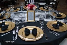 Birthday Black And Gold Table Setting Black And White Bowtie Ball 11 Magnolia Lane Black Party Decorations Red Party Decorations White Table Settings