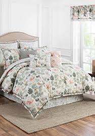Aqua reef bedding collection with a delicate coral pattern in brilliant turquoise set against crisp the piper in gray collection has bright colors that set the stage for an adorable unisex nursery. Waverly Aqua Fleur 4 Piece Comforter Set Belk