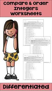 Comparing And Ordering Integers Digital And Printable Worksheets Differentiation Math Fun Math Worksheets Math Centers Middle School